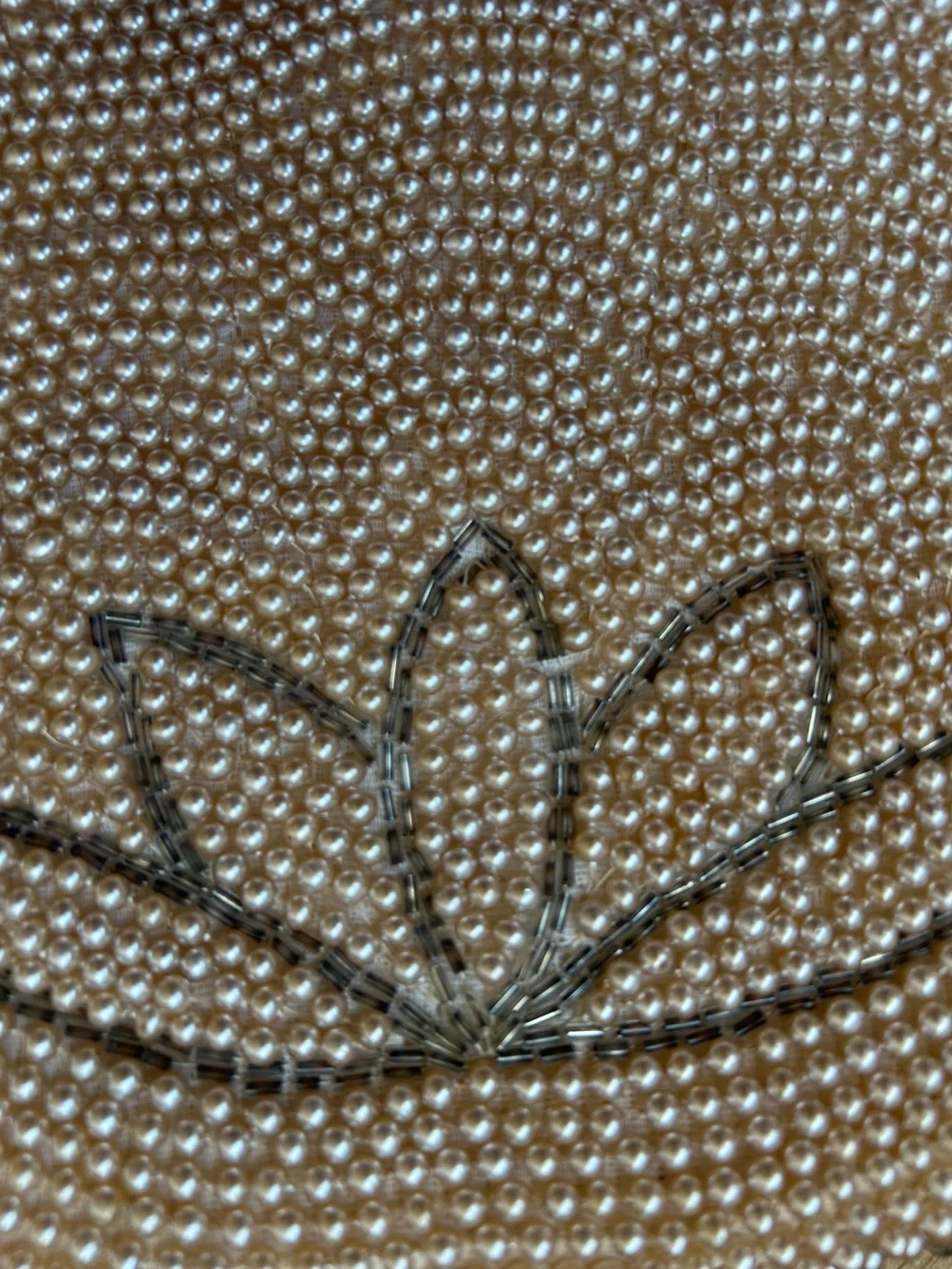 Beaded Evening Clutch in Cream with Lotus design